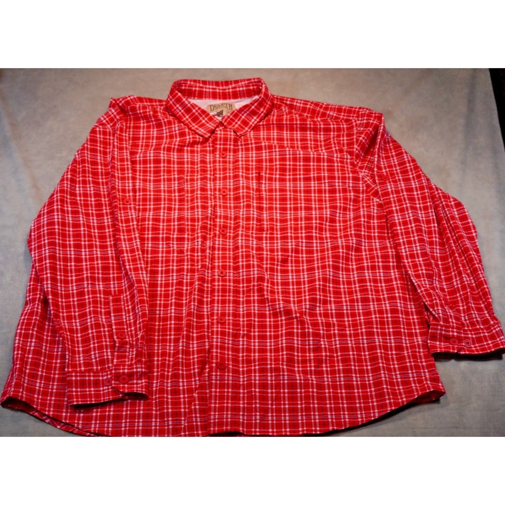 Duluth Trading Co Shirt Mens 3XL Red Plaid Vented Fishing Long Sleeve Outdoors